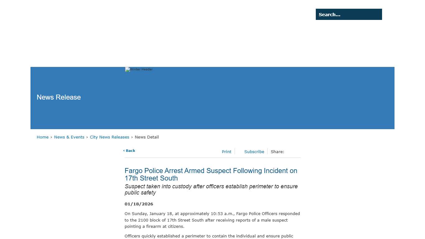 The City of Fargo - News Detail